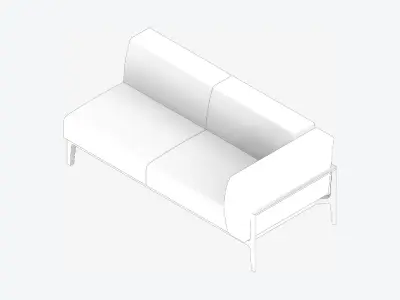 Furniture - Sofa - Contemporary - Oak - - Sofa - Left Low-poly 3D model