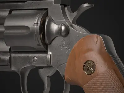 Python Revolver 6 -Telescopic Sight Low-poly 3D model