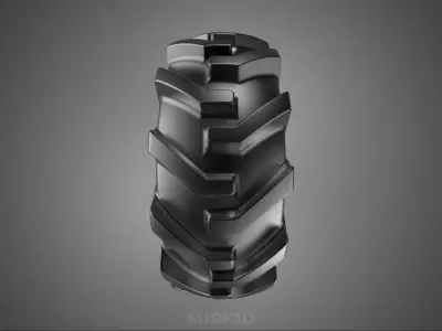 YELLOW ORANGE TRACTOR TIRE TREAD TYRE LUG WHEEL RUBBER RIM GRIP 3D model