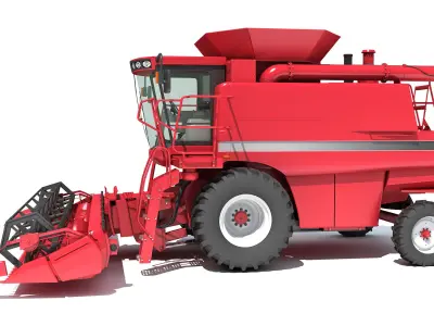 Red Combine Harvester 3D model buy