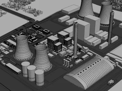 Thermal power plant - nuclear power plant - chemical plant 3D model purchase