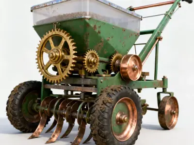 Realistic Spring Seeding Machine 3D Model Low-poly 3D model
