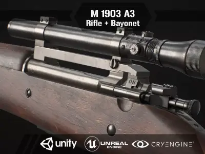 Springfield M1903 Sniper rifle Low-poly 3D model