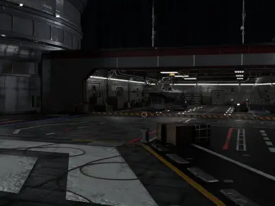 Futuristic Aircraft Carrier Rigged 3D Asset - Full Interior 3D model