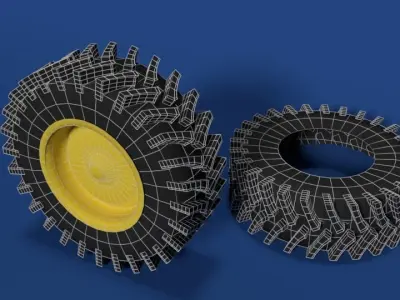 Tractor Tire Free low-poly 3D model