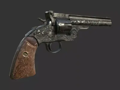 Revolver Gun Low-poly 3D model