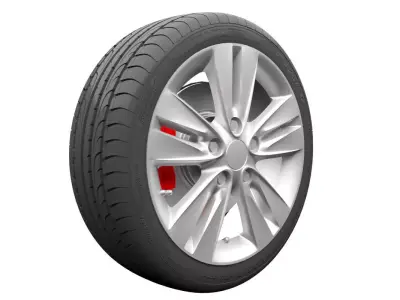 Realistic Wheel 8 tyres 3D model