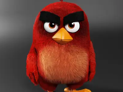 Angry Bird Red Low-poly 3D model