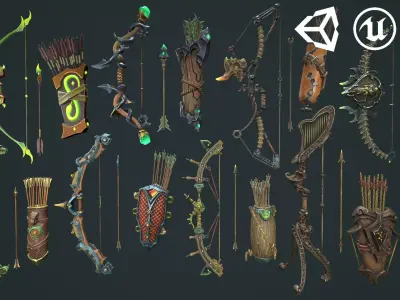 Stylized bows collection Low-poly 3D model