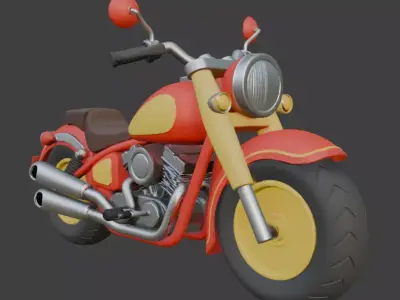 Cartoon Red Motorcycle 3D Model 3D model 4