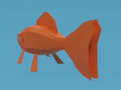 Low Poly Cartoon Goldfish Low-poly 3D model