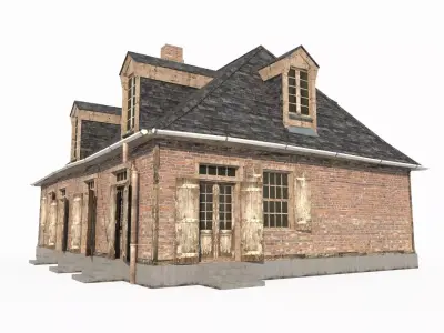 Brick and tile houses in 20th century urban architecture 3D model