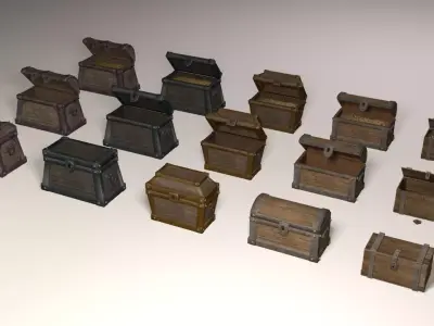 Treasure chests pack Low-poly 3D model