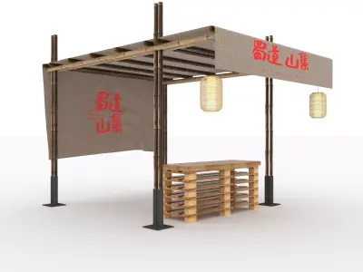 Canopy Sales Booth for Outdoor Events Low-poly 3D model