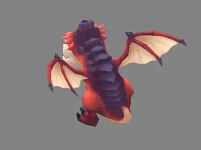 Cartoon Fire Dragon - Baby Wyvern Low-poly 3D model