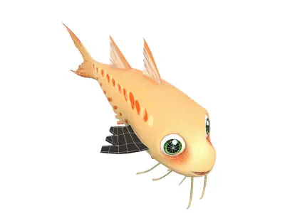  Threadfin Fish Cartoon Animated Low-poly 3D model