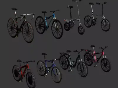 Low Poly bicycle set bicycles Low-poly 3D model