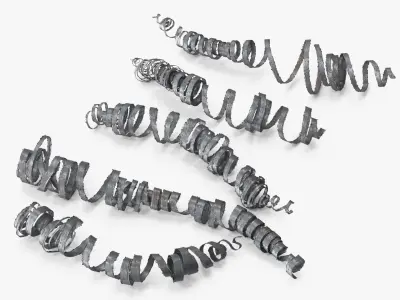 Spiral Metal Shavings from Lathe Processing Silver 3D model