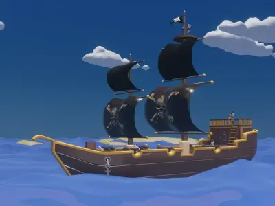 LowPoly pirate ship Low-poly 3D model purchase