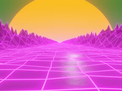 3D Retro Sunset 3D model