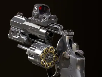 Smith and wesson r8 revolver Low-poly 3D model
