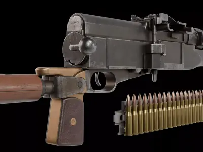 Hotchkiss M1909 portative machine gun Low-poly 3D model