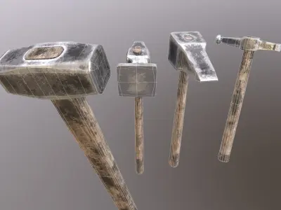 Hammer set of hammers Low-poly 3D model
