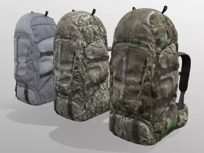 Backpack for hunting hiking traveling Low-poly 3D model