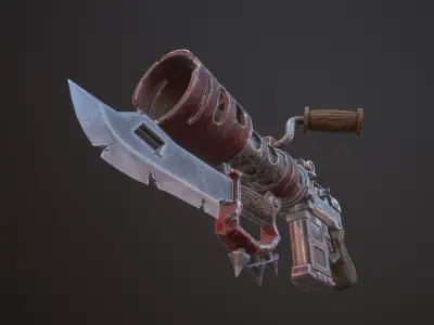 Old damaged Ork gun Low-poly 3D model