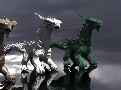 Reptile Statue monster big  3D model