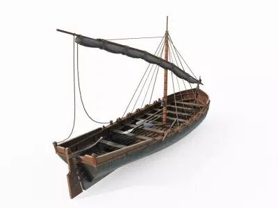 Ancient connecting sailboats for maritime vehicles 3D model