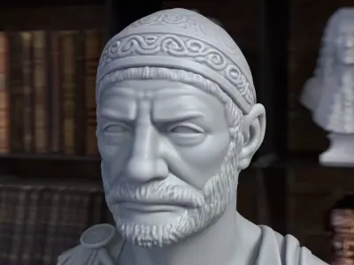 Hannibal Barca Carthaginian General Bust STL File 3D Printable 3D print model