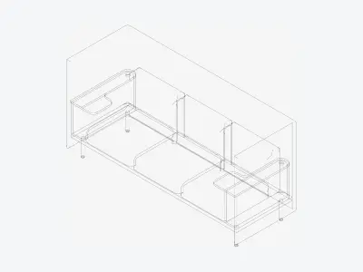 Sofa - Contemporary - Flame - - Work Shelf - Leftand Right Low-poly 3D model