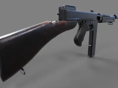 Tommy Gun  Low-poly 3D model