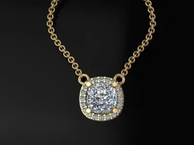 Dainty Cushion Halo Diamond Pendant Mix Size 3D print model