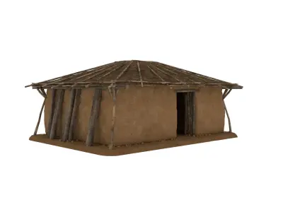 Ancient mud house clay   Low-poly 3D model