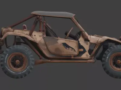 Rusted Wasteland Desert Buggy  Low-poly 3D model