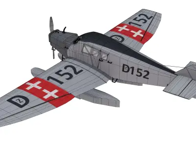 Junkers F 13 Floatplane Low-poly 3D model