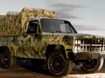 Realistic Camouflage Military Trucks  Premium Edition  Low-poly 3D model