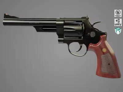 Revolver 01 Model M29 All PBR Unity UE Textures Low-poly 3D model