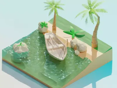 Minimalist beach or coast 3D model