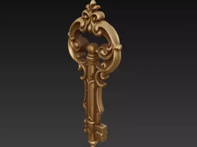 Grand Baroque Key - Royal Relic Heritage 3D Model 3D print model purchase