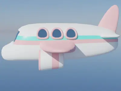 Cute lowpoly pink Airplane Low-poly 3D model
