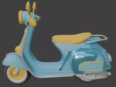 Vintage Retro Scooter 3D Model 3D model 5