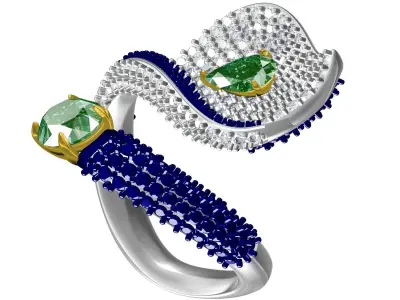Antique Peacock Feather Cocktail Ring 3D print model
