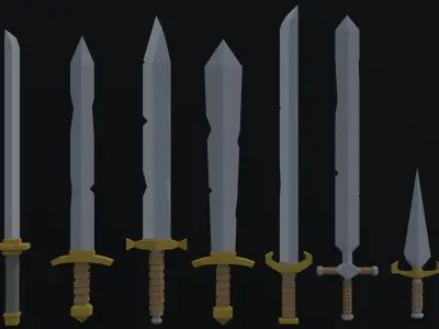 Cartoon medieval weapons Polygonal Style Low-poly 3D model
