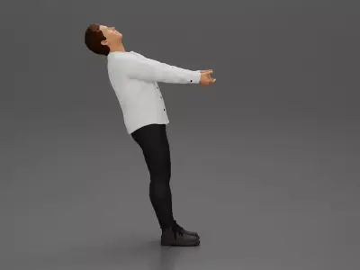 Man leaning back holding hands enjoying a playful dance moment 3D print model