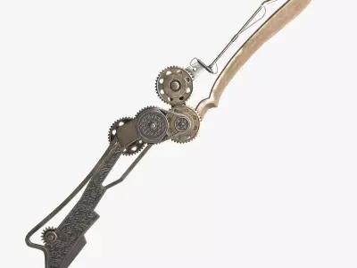 Steampunk Mechanical Knife Low-poly 3D model