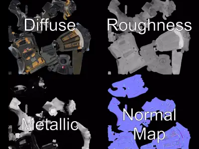 Tactical Turret Model Pack with Camo Texture Low-poly 3D model