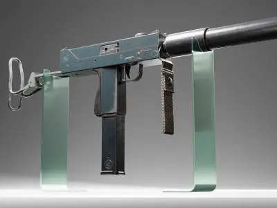  Ingram MAC-11 with plastic magazine and supressor Low-poly 3D model